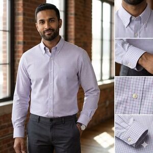 Peter Millar Button Down Shirt Mens XL Pink Teal Tattersall Check Cotton